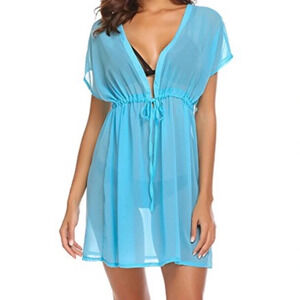 🛍 Bikini coverup blue semi sheer NWT